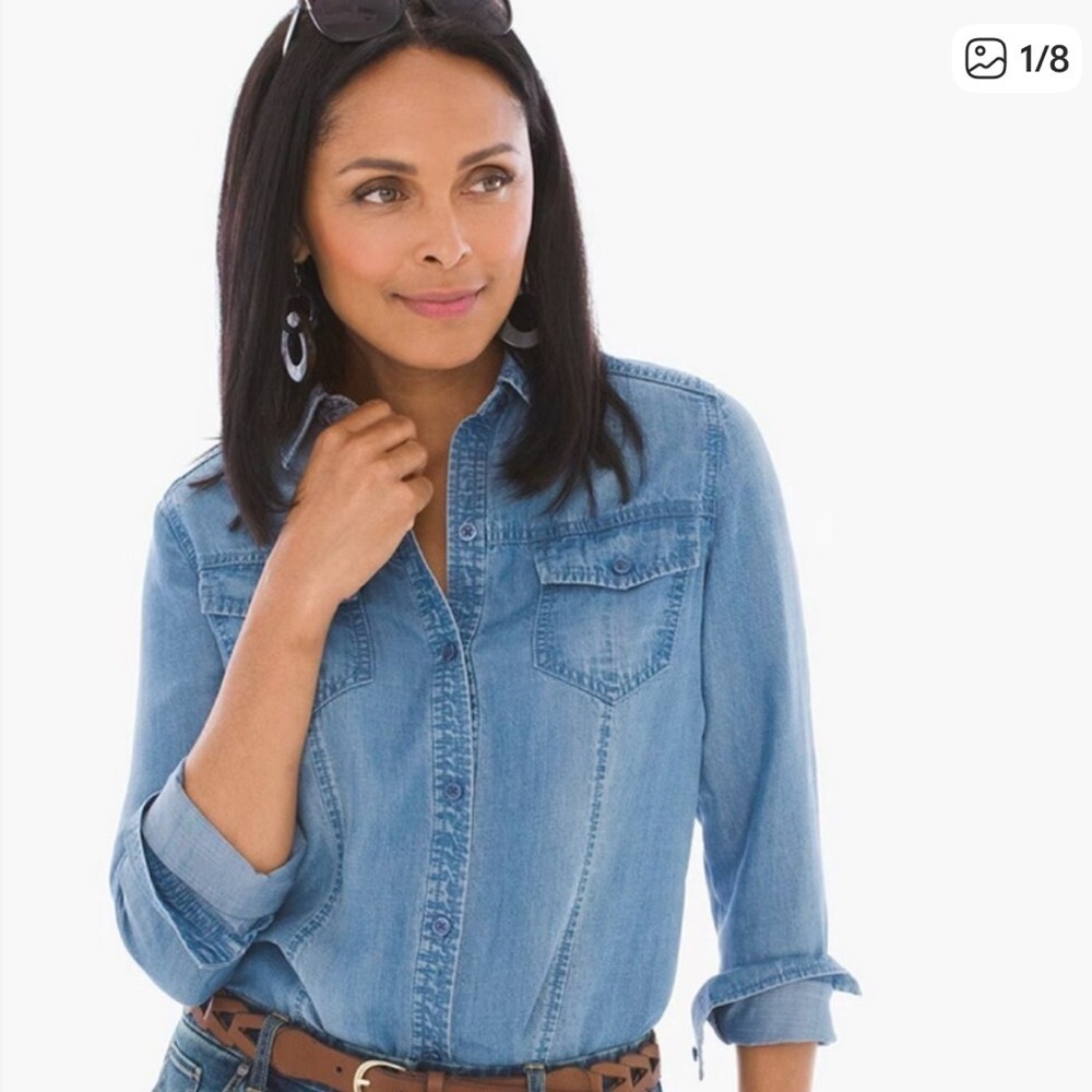 NWT Chicos Blue Denim Shirt - Picture 2 of 6